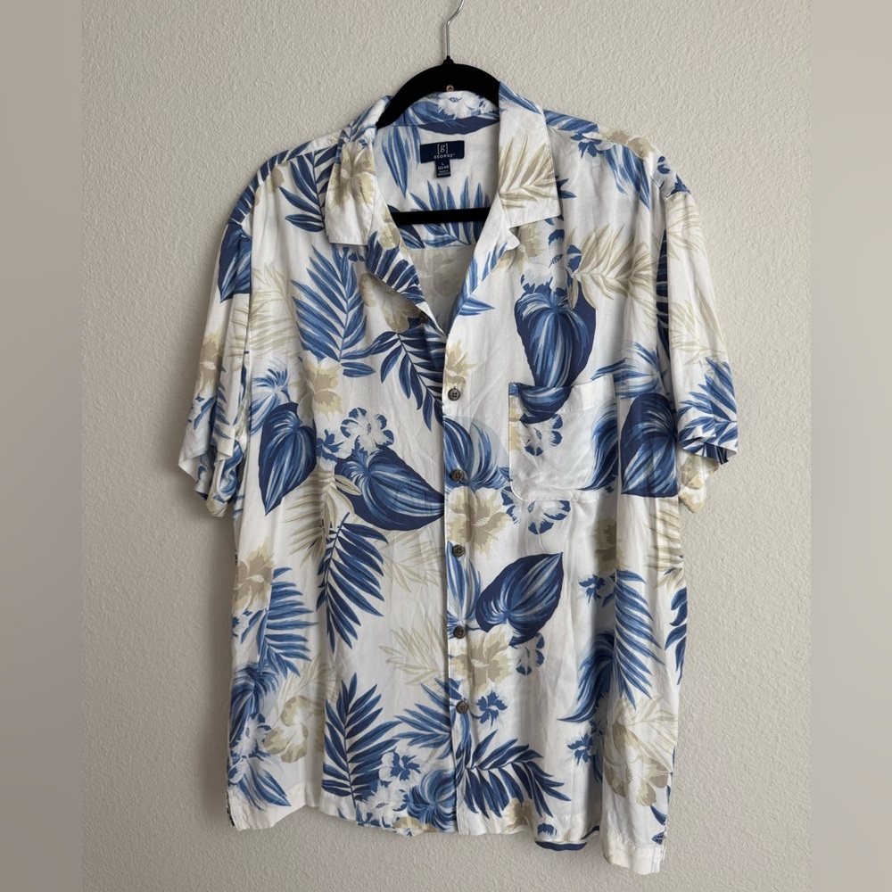 George Blue and Tan Tropical Men's Shirt